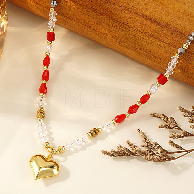 Brass Pendant Glass & Imitation Pearl & Synthetic Gemstone Beaded Necklaces for Women XO1597-1