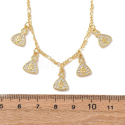 Brass Micro Pave Clear Cubic Zirconia Money Bag Pendant Necklaces NJEW-A071-07G-1