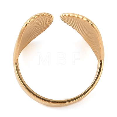 Ion Plating(IP) 304 Stainless Steel Shell Shape Open Cuff Rings for Women RJEW-Z057-02G-1