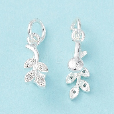 Rack Plating Brass Pave Cubic Zirconia Leaf Shape Ice Pick Pinch Bails KK-G464-07S-1