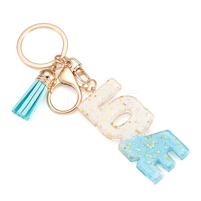 Alloy & Resin Tassel Keychainss AJEW-TADJ0001-20G-12-1