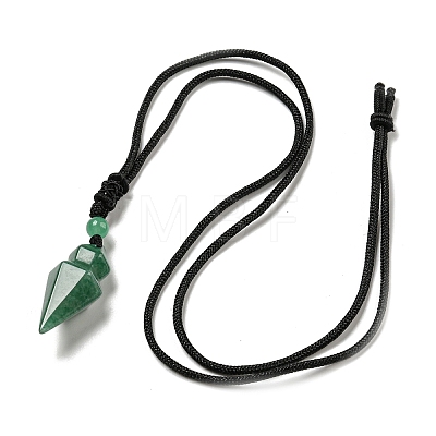 Natural Green Aventurine Conical Pendulum Pendant Necklace with Nylon Cord for Women NJEW-B106-01C-1