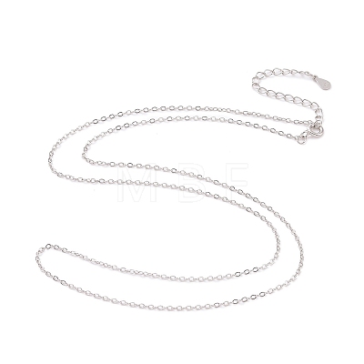 Anti-Tarnish Rhodium Plated 925 Sterling Silver Flat Cable Chain Necklace X-NJEW-A011-01A-P-1