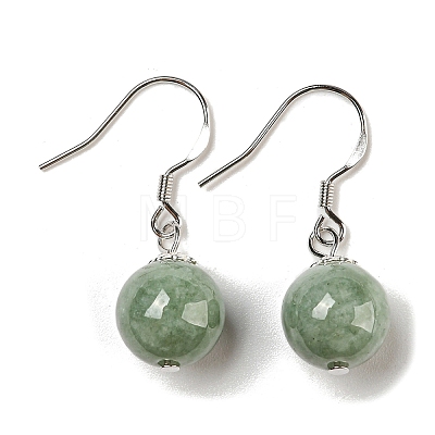 Natural Jadeite Round Ball Dangle Earrings EJEW-H307-01P-1