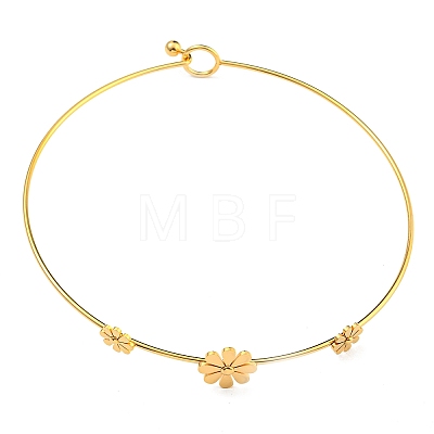 304 Stainless Steel Three Small Daisy Flower Choker Necklaces for Women NJEW-Z040-01G-02-1