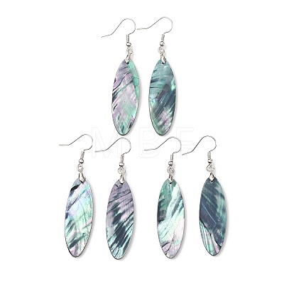 Brass Abalone Shell Dangle Earrings EJEW-C161-01B-1