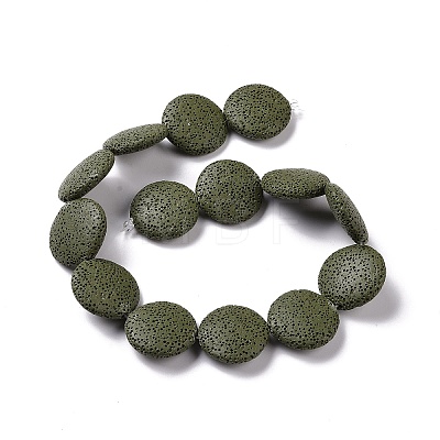 Flat Round Dyed Natural Lava Rock Beads Strands G-L435-14-24-1