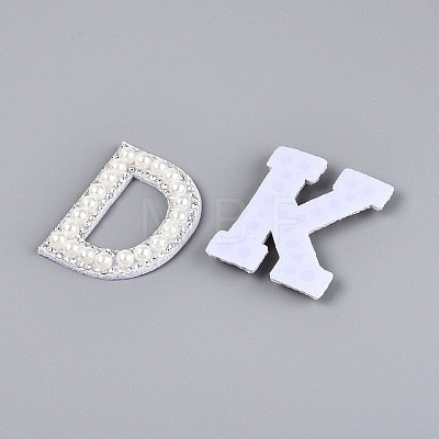 26Pcs ABS Plastic Imitation Pearl & Rhinestone & Cloth Letter Cabochons PATC-T001-01A-1