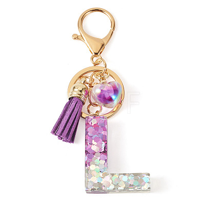 Alloy Resin Heart Keychains KEYC-TADJ0002-01G-L-1