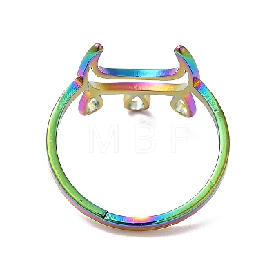 Ion Plating(IP) 304 Stainless Steel Crescent Moon Adjustable Ring for Women RJEW-M149-11RC-1