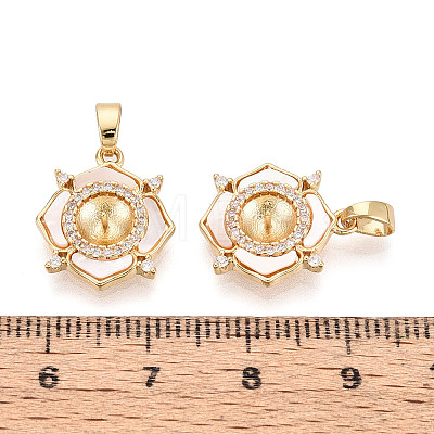 Brass Micro Pave Cubic Zirconia Cup Pearl Peg Bails Pin Pendants KK-T079-06G-1