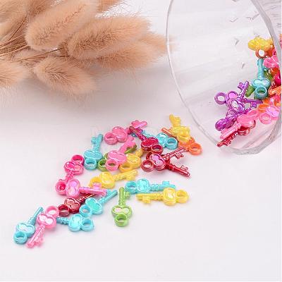Opaque AB Color Acrylic Skeleton Key Pendants SACR-R697-M24-1