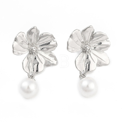 Flower 304 Stainless Steel Stud Earrings EJEW-L283-099P-1