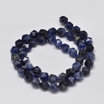Faceted Natural Sodalite Beads Strands G-K066-02-8mm-1