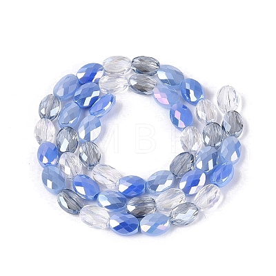 Electroplate Imitation Jade & Opaque & Transparent Glass Beads Strands EGLA-Q135-6x8MM-01G-1