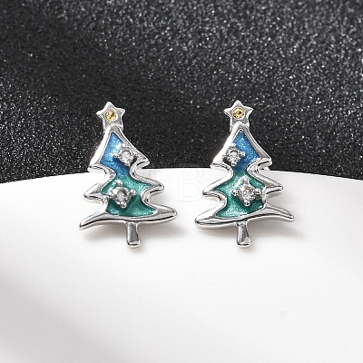 925 Sterling Silver Stud Earrings EJEW-D342-03P-1