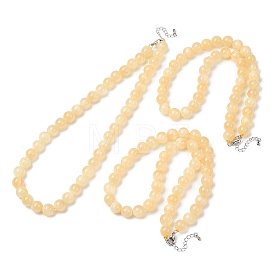 10MM Grade A Natural Golden Silk Jade Round Beaded Necklaces GG-CBAA808-03P-C-1