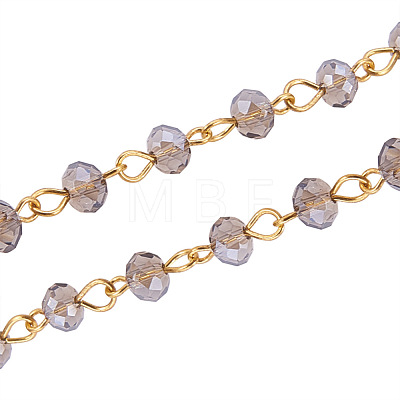 Handmade Rondelle Glass Beads Chains for Necklaces Bracelets Making X-AJEW-JB00037-05-1