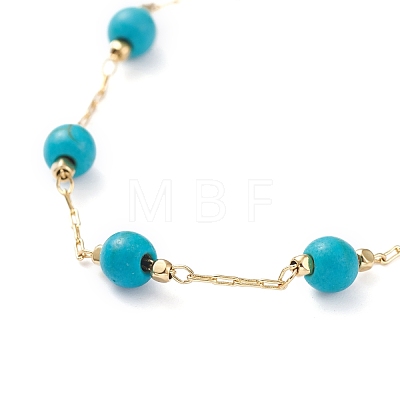 Round Synthetic Turquoise Anklets X-AJEW-AN00288-01-1