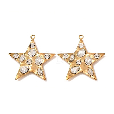 304 Stainless Steel Rhinestone Pendants RB-CBA6799-01G-1