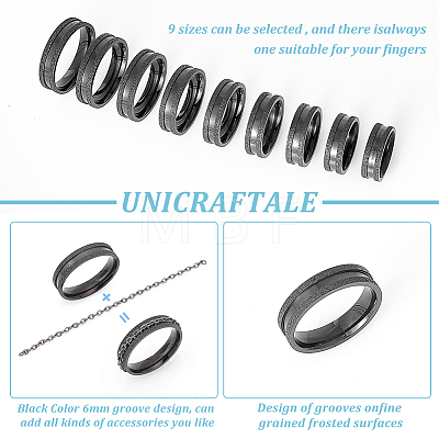 Unicraftale 18Pcs 9 Size 201 Stainless Steel Grooved Finger Ring for Men Women STAS-UN0045-60B-EB-1