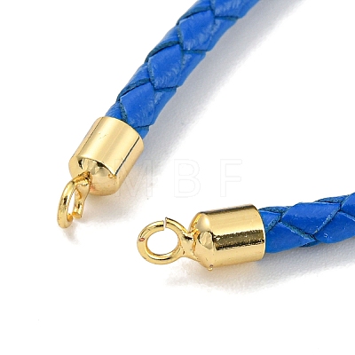 Leather Braided Cord Link Bracelets MAK-K022-01G-14-1