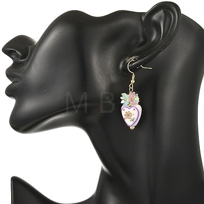 Handmade Porcelain & Resin Dangle Earrings EJEW-JE07490-1