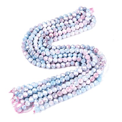 Anti-Tarnish Electroplate Glass Beads Strands EGLA-ZX010-8mm-07-1