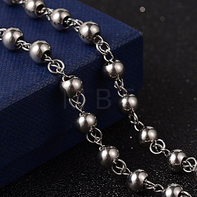 Non-Tarnish Crucifix Cross Stainless Steel Rosary Bead Necklaces X-NJEW-O096-27-1