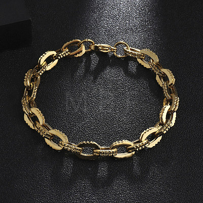 201 Stainless Steel Oval Link Chain Bracelets BJEW-R313-05G-1
