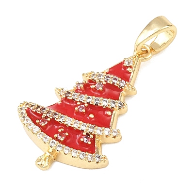 Christmas Brass Micro Pave Cubic Zirconia Pendants KK-K413-01D-G-1