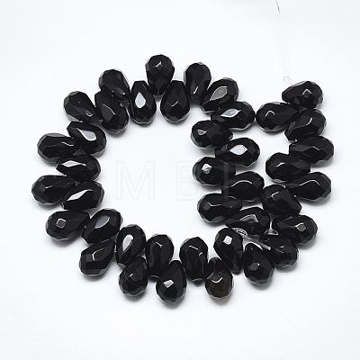 Natural Dyed & Heated Black Onyx Beads Strands G-S357-C02-11-1