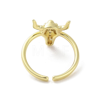 Brass Pave Cubic Zirconia Open Cuff Rings RJEW-M170-18G-1