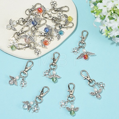 20Pcs 4 Style Alloy & Glass Pendant Decorations HJEW-YW00370-1