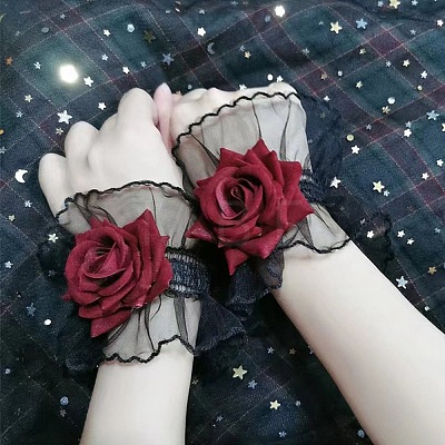 Lace Wrist Sleeves; Dark Series Lolita Hand Cuff PW-WGC86E6-01-1