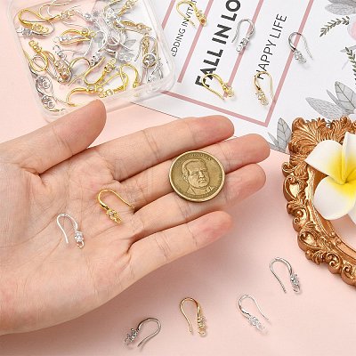 40Pcs 4 Colors Brass Micro Pave Clear Cubic Zirconia Hoop Earring Findings KK-CJ0003-97-1