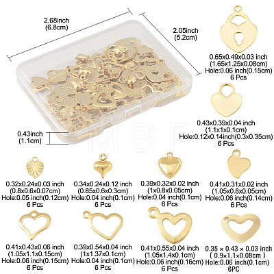 60Pcs 10 Styles Stainless Steel Charms STAS-FS0001-96-1