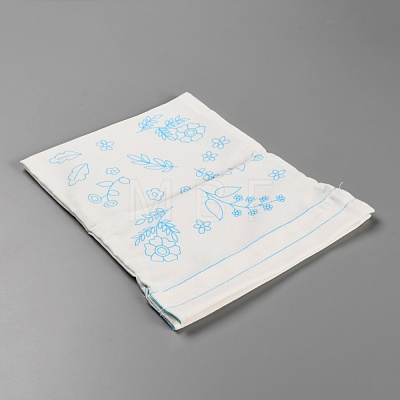 DIY Flower Pattern Drawstring Linen Fabric Bag Embroidery Starter Kit DIY-WH0188-49-1