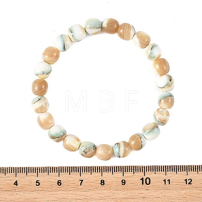 Dyed Natural Seashell Shell Round Beaded Stretch Bracelets for Women BJEW-JB14397-1