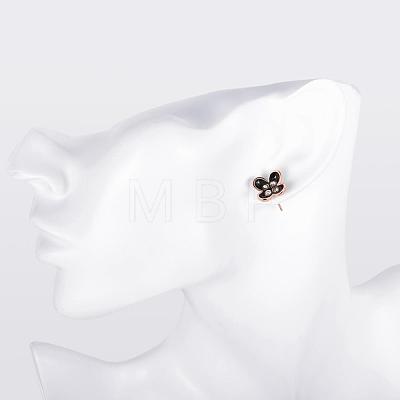 Unique Design Flower Tin Alloy Czech Rhinestone Enamel Stud Earrings EJEW-BB03366-01RG-1