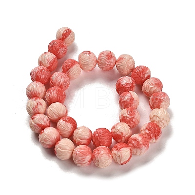 Synthetic Shell Carved Beads Strands SHEL-H007-02-1