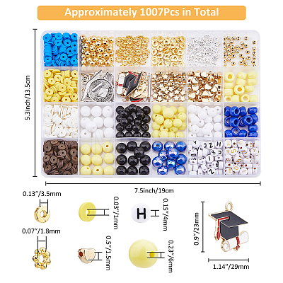 SUPERFINDINGS Graduate Theme Acrylic Beaded Stretch Bracelet with Alloy Enamel Charms DIY Making Finding Kit DIY-FH0006-73-1