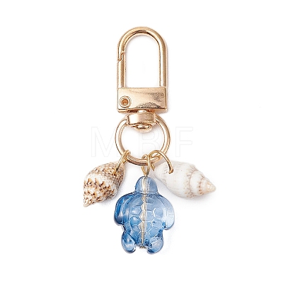 Turtle Glass & Shell Pendant Decoration HJEW-JM02744-1