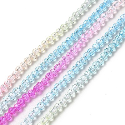 Transparent Gradient Color Glass Beads Strands GLAA-H021-01A-19-1