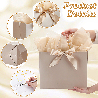 20Pcs 3 Styles Paper Gift Tote Bags with Polyester Gold Ribbon ABAG-WA0001-36C-1