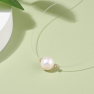 Natural Pearl Pendant Necklace with Nylon Wire for Women NJEW-JN03830-1