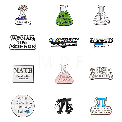 12pcs 12 style Mathematical Formula Enamel Pin JEWB-CD0001-03-1