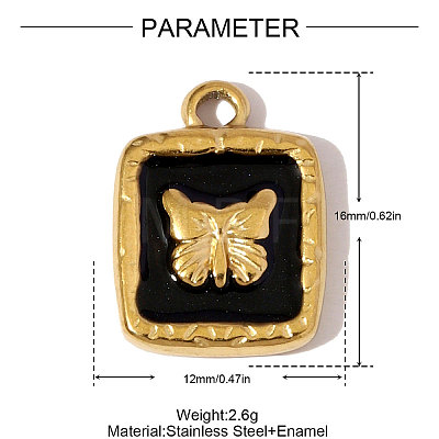 304 Stainless Steel Enamel Pendants STAS-OY006-24G-1