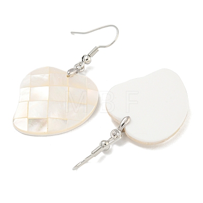 Rack Plating Brass Natural White Shell Dangle Earrings EJEW-N055-52G-1