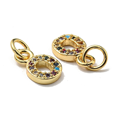 Brass Micro Pave Colorful Cubic Zirconia Charms ZIRC-F092-01-O-1